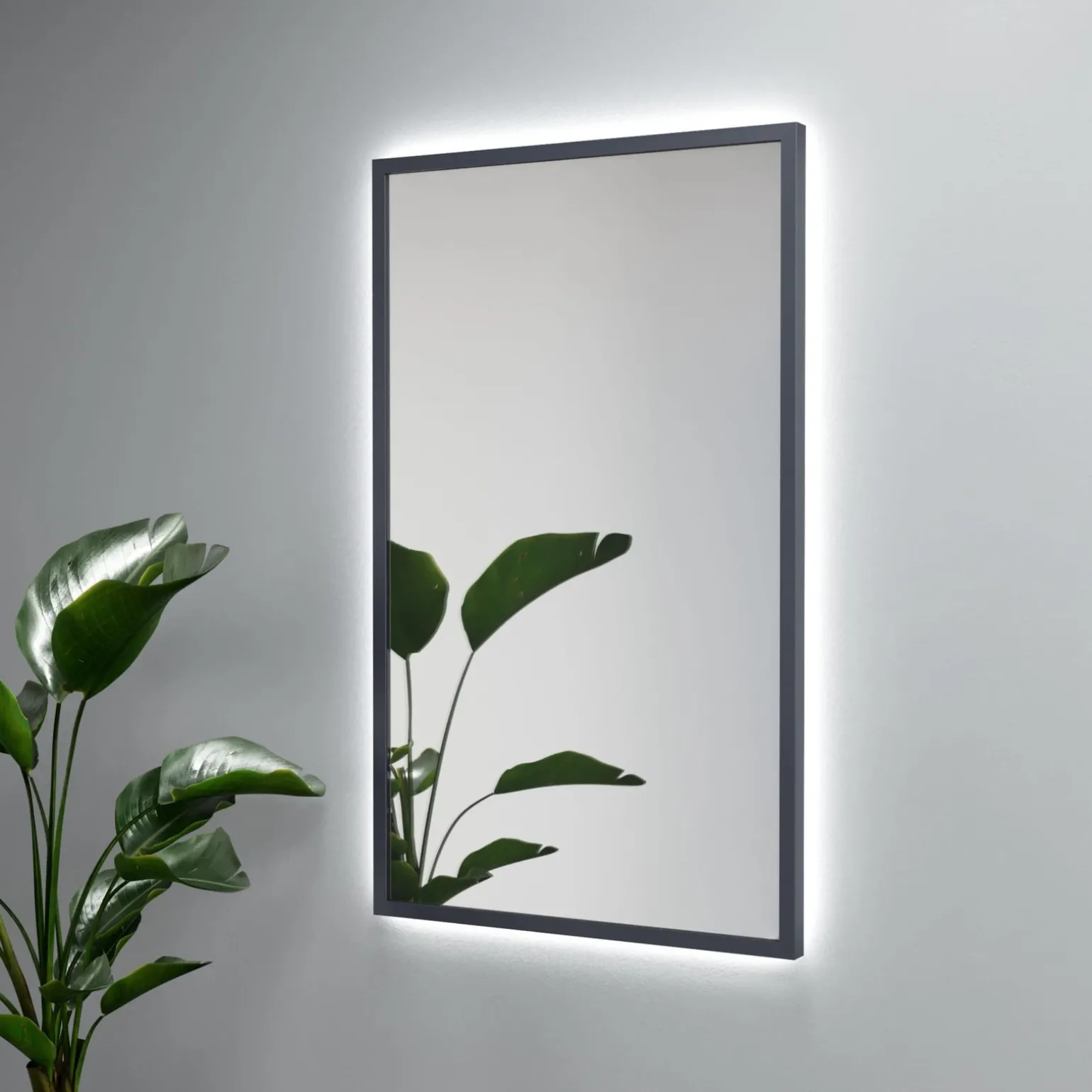 Lustro prostokątne ATLAS PLUS w ramie z oświetleniem LED - MCJ