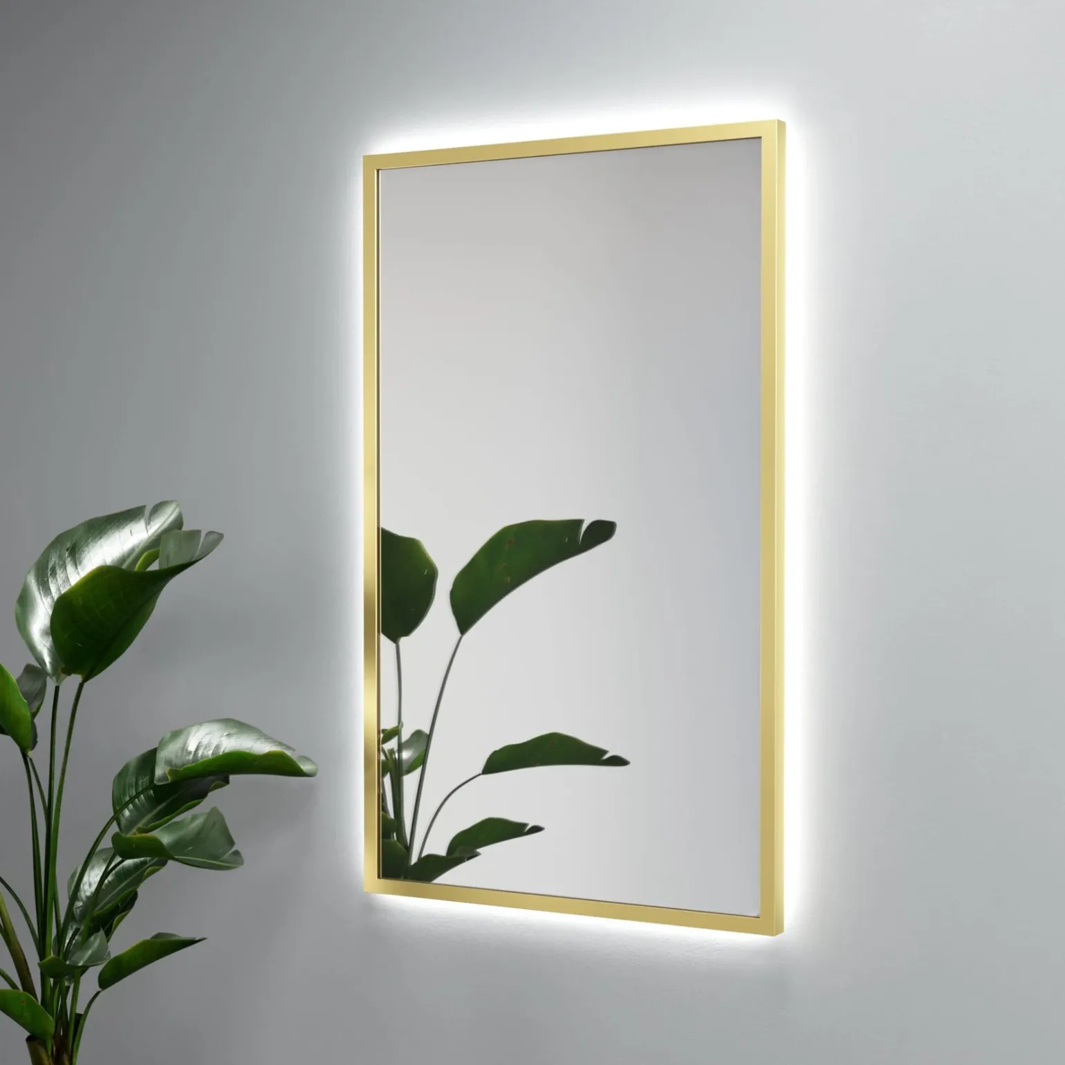 Lustro prostokątne ATLAS PLUS w ramie z oświetleniem LED - MCJ