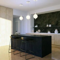 Mała lampa wisząca Palmas - 1 źródło światła - Polerowany nikiel (QN-PALMAS-1MP-PN) - Quintiesse