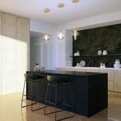 Mała lampa wisząca Palmas - 1 źródło światła - Szczotkowane złoto (QN-PALMAS-1MP-BG) - Quintiesse