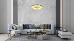 MOOSEE lampa wisząca SATURNUS 47 DUO złota - LED, kryształ, stal szczotkowana (MSE010100166) - Moosee