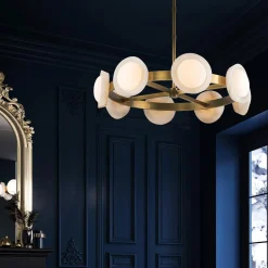 Nowoczesny Żyrandol LED Alonso - Vintage mosiądz (QN-ALONSO8-VBS-AR) - Quintiesse