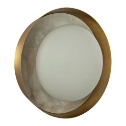 Okrągły alabastrowy kinkiet LED Alonso - Vintage mosiądz (QN-ALONSO2-VBS-AR) - Quintiesse