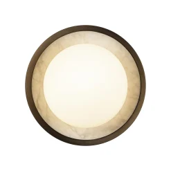 Okrągły alabastrowy kinkiet LED Alonso - Miejski brąz (QN-ALONSO2-UBZ-AR) - Quintiesse