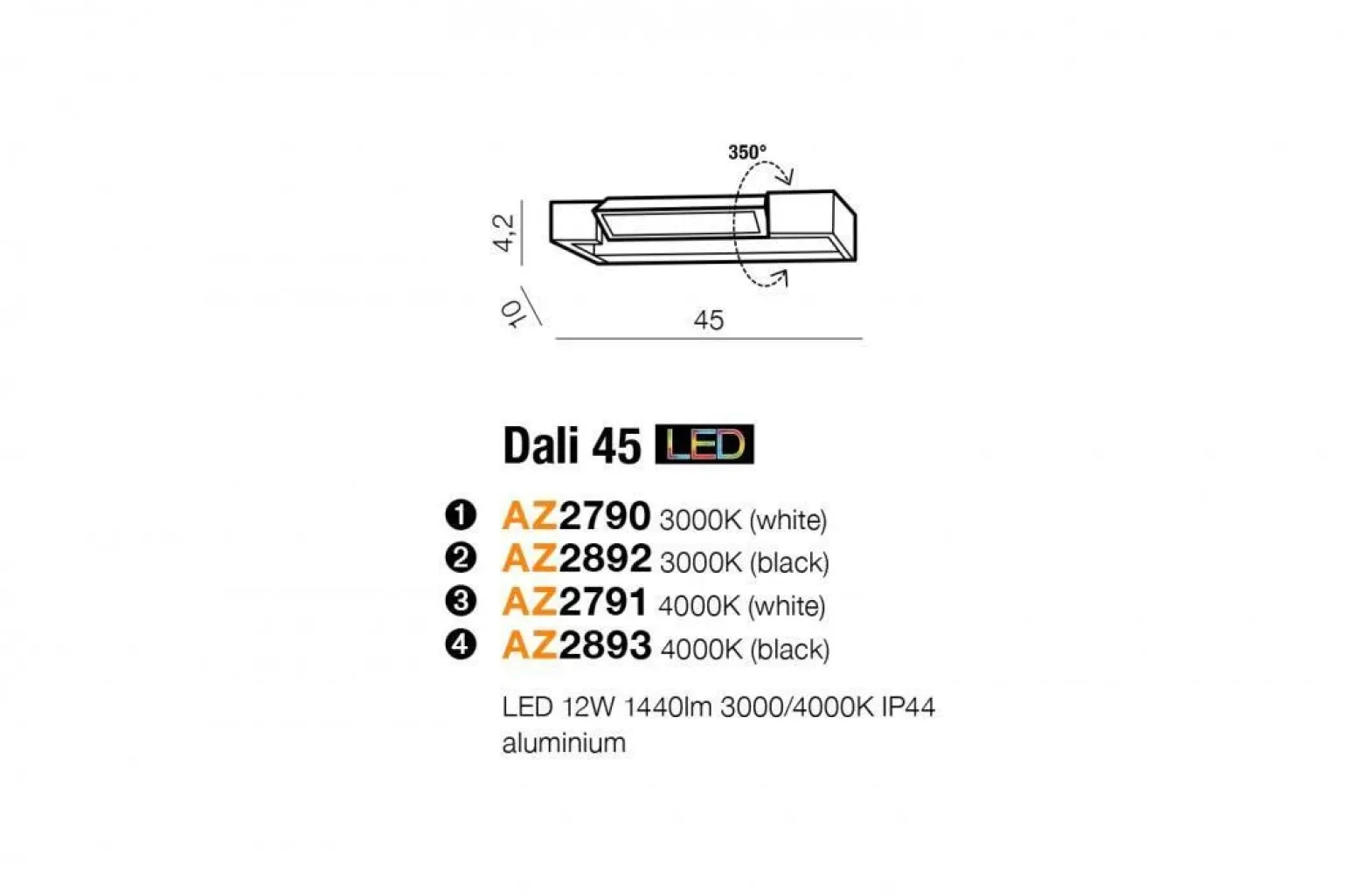 Oprawa ścienna DALI 45 (AZ2790) - Azzardo