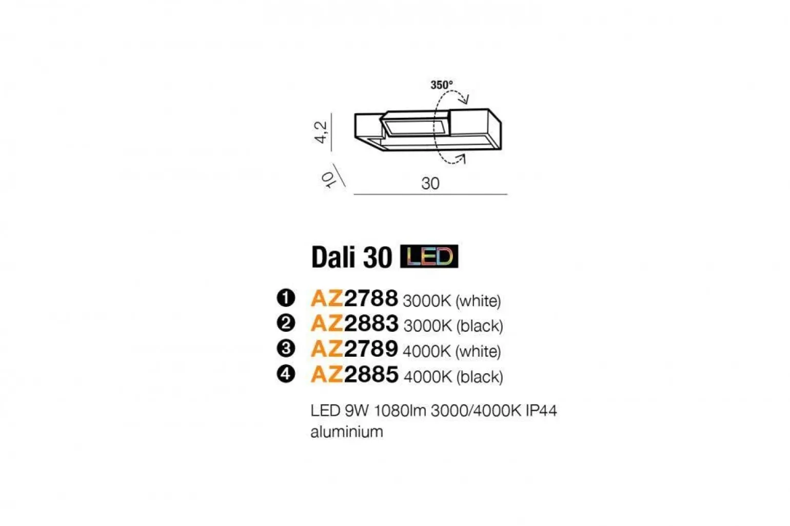 Oprawa ścienna DALI 30 (AZ2885) - Azzardo