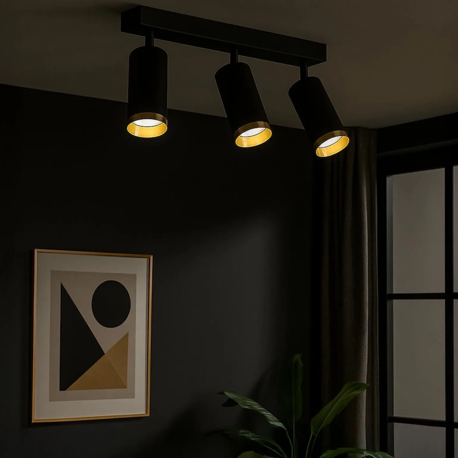 Oprawa Mica Spot Czarny + Złoty 3xGU10 (ML2098) - Milagro