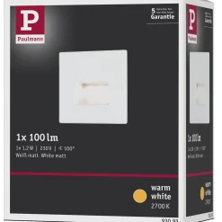 Oprawa przyschodowa EDGE LED kwadrat 1x1,2W 50lm 2700K 230V biały matowy / tworzywo sztuczne (PL93093) - PAULMANN