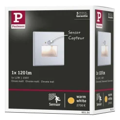 Oprawa przyschodowa EDGE LED czujnik ruchu i zmierzchu kwadrat 1x1,2W 120lm 2700K 230V chrom matowy / tworzywo sztuczne (PL93134) - PAULMANN