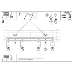 Oprawa sufitowa plafon listwa RING 4L (SL.0331) Sollux