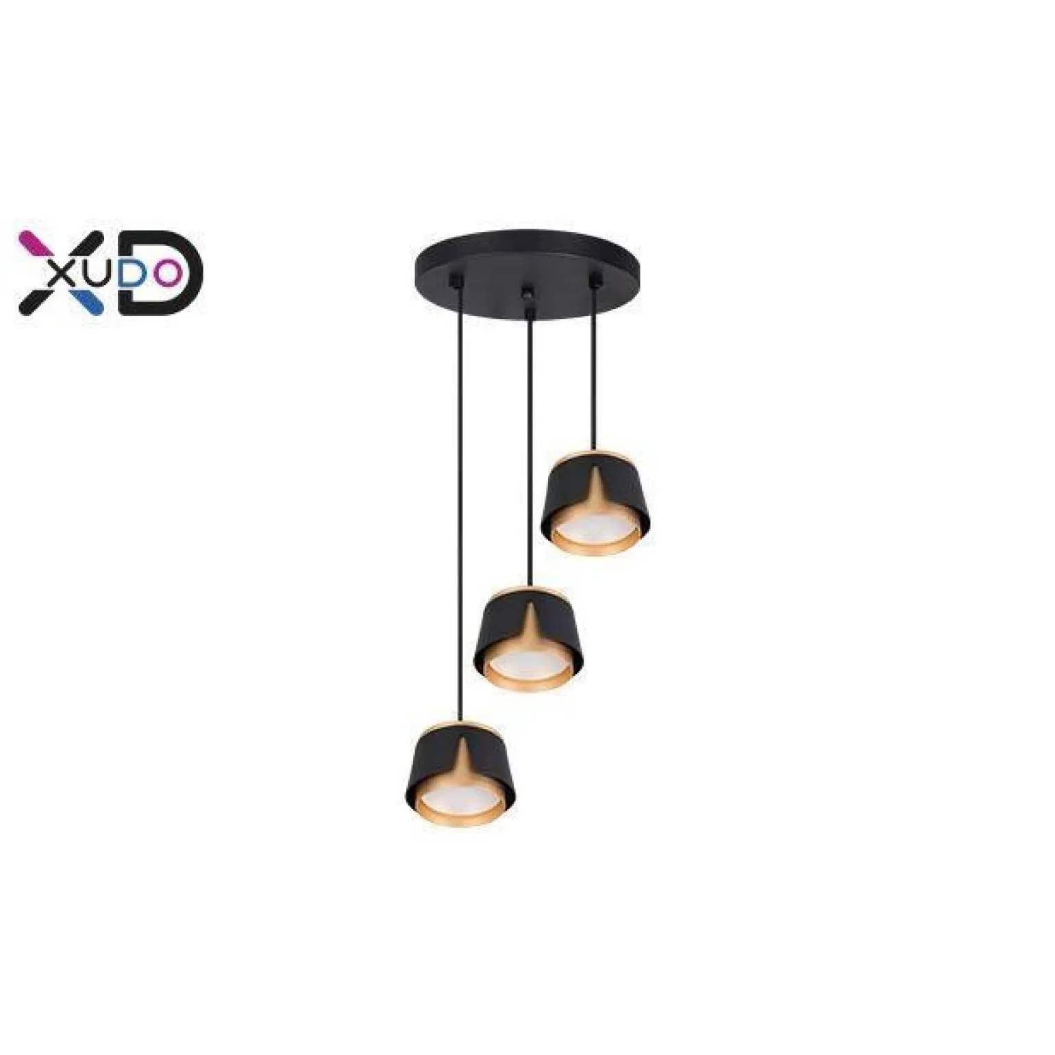 Oprawa wisząca x3 GX53 czarn+złota okrąg (XD-IK259B) - Xudo