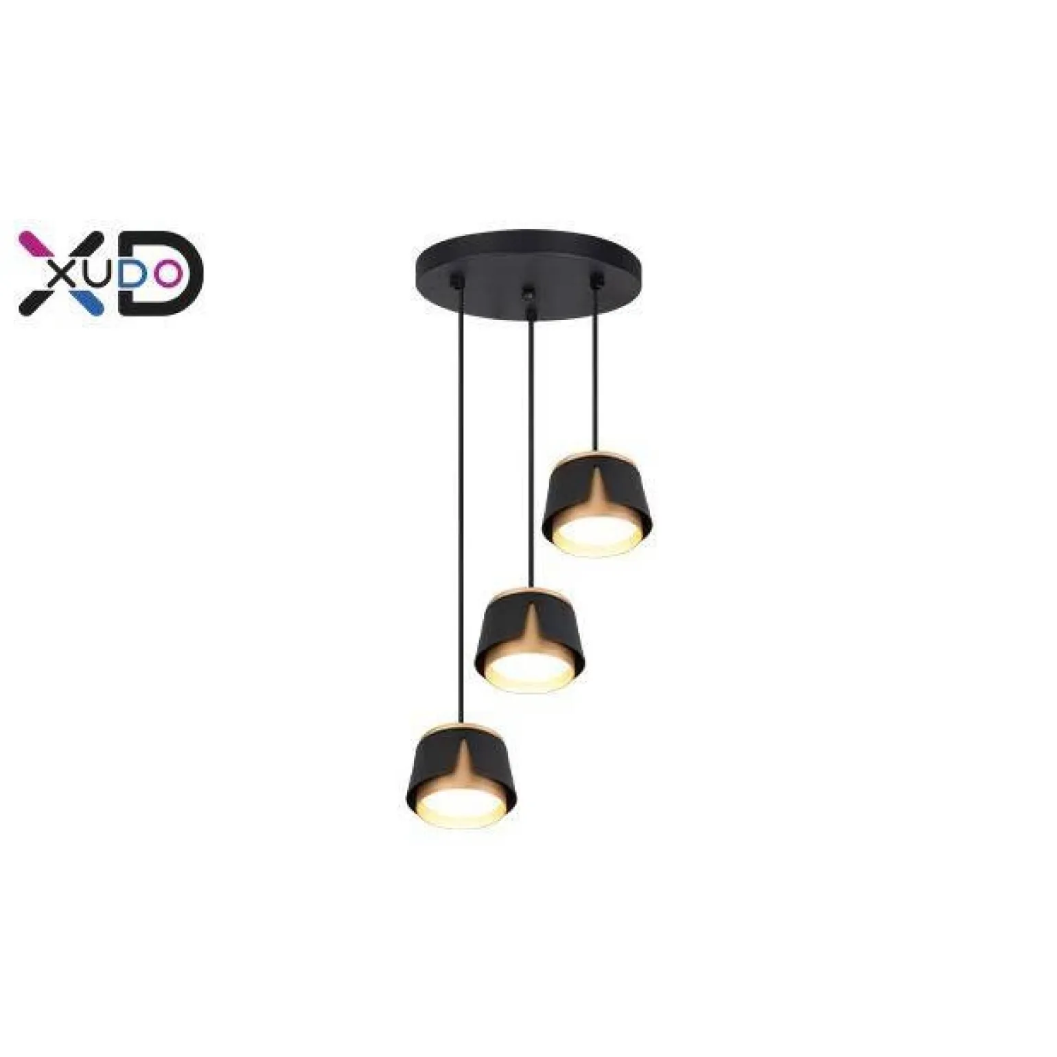 Oprawa wisząca x3 GX53 czarn+złota okrąg (XD-IK259B) - Xudo