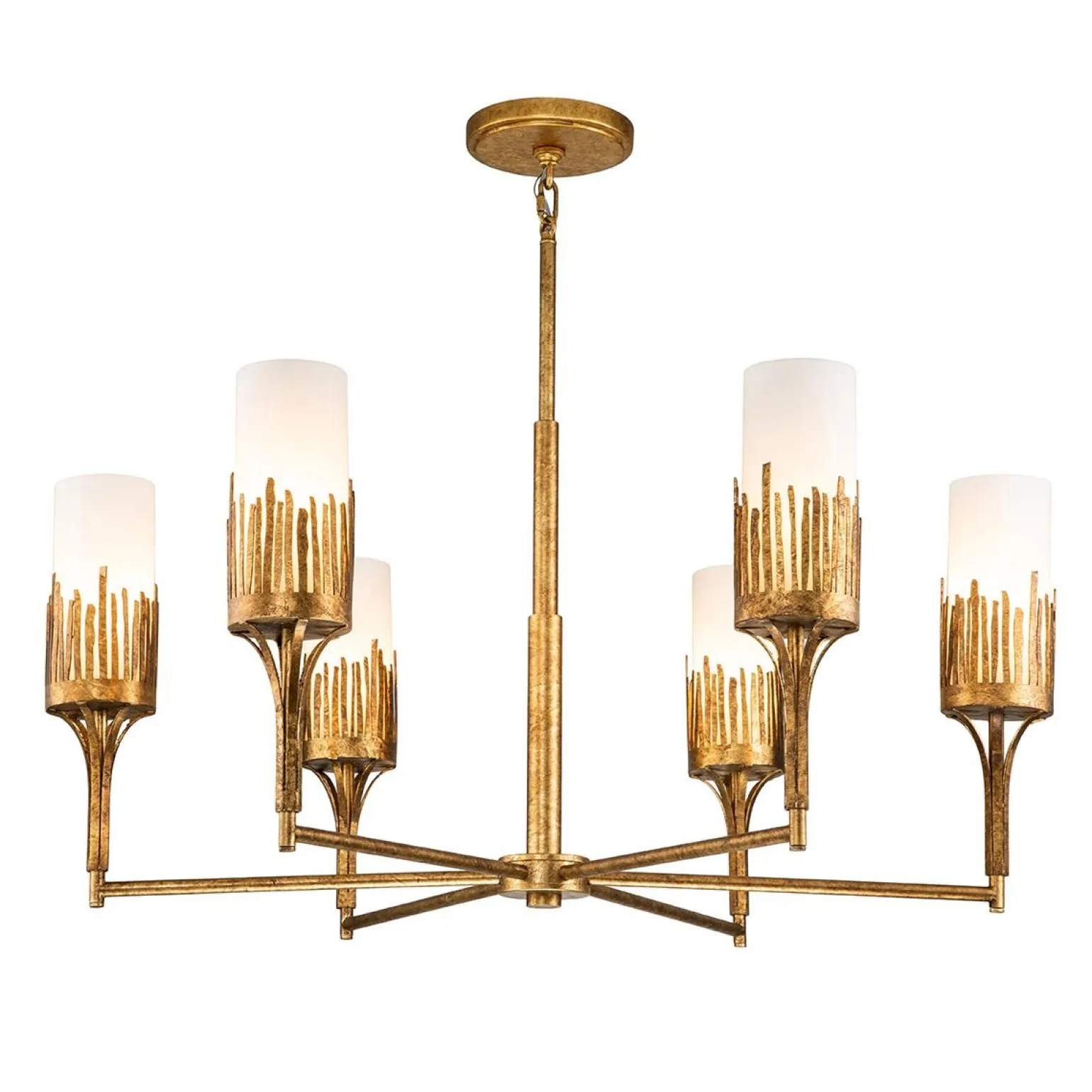 Ozdobny żyrandol Sawgrass - 6 źródeł światła - Płatkowe złoto (QN-SAWGRASS-6-DG-O) - Quintiesse