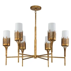 Ozdobny żyrandol Sawgrass - 6 źródeł światła - Płatkowe złoto (QN-SAWGRASS-6-DG-O) - Quintiesse
