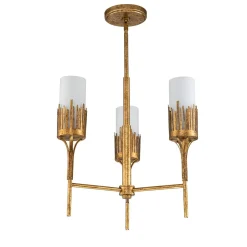 Ozdobny żyrandol Sawgrass - 3 źródła światła - Płatkowe złoto (QN-SAWGRASS-3-DG-O) - Quintiesse