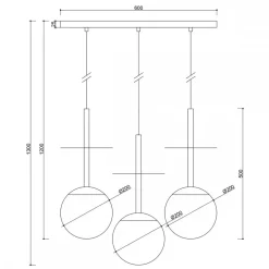 PLAAT A 3L czarna potrójna lampa sufitowa z mosiądzem (PLL332P0) - Ummo