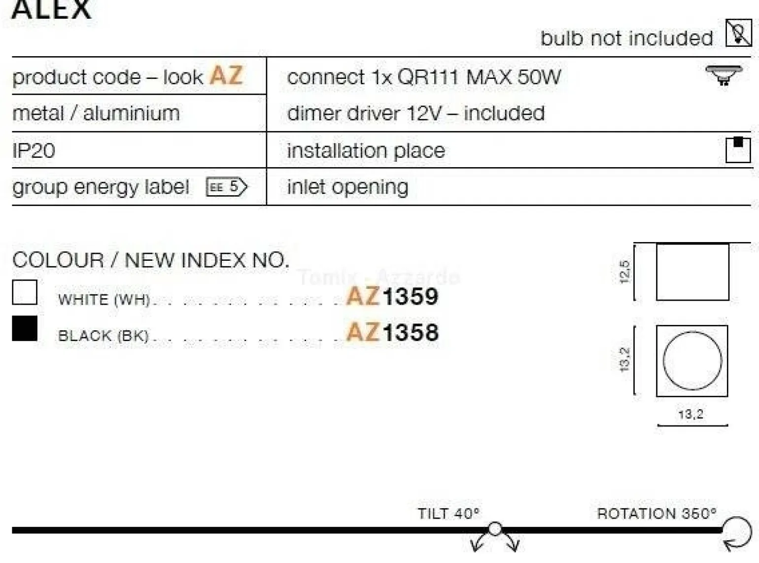 Plafon ALEX white (AZ1359 | GM4112-WH) - AZZARDO