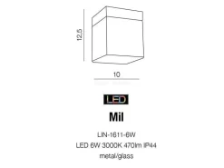 Plafon łazienkowy MIL LED 3000K (LIN-1611-6W - Azzardo)