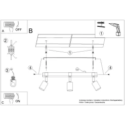 Plafon FAGER 3 czarny (SL.1345) - Sollux Lighting