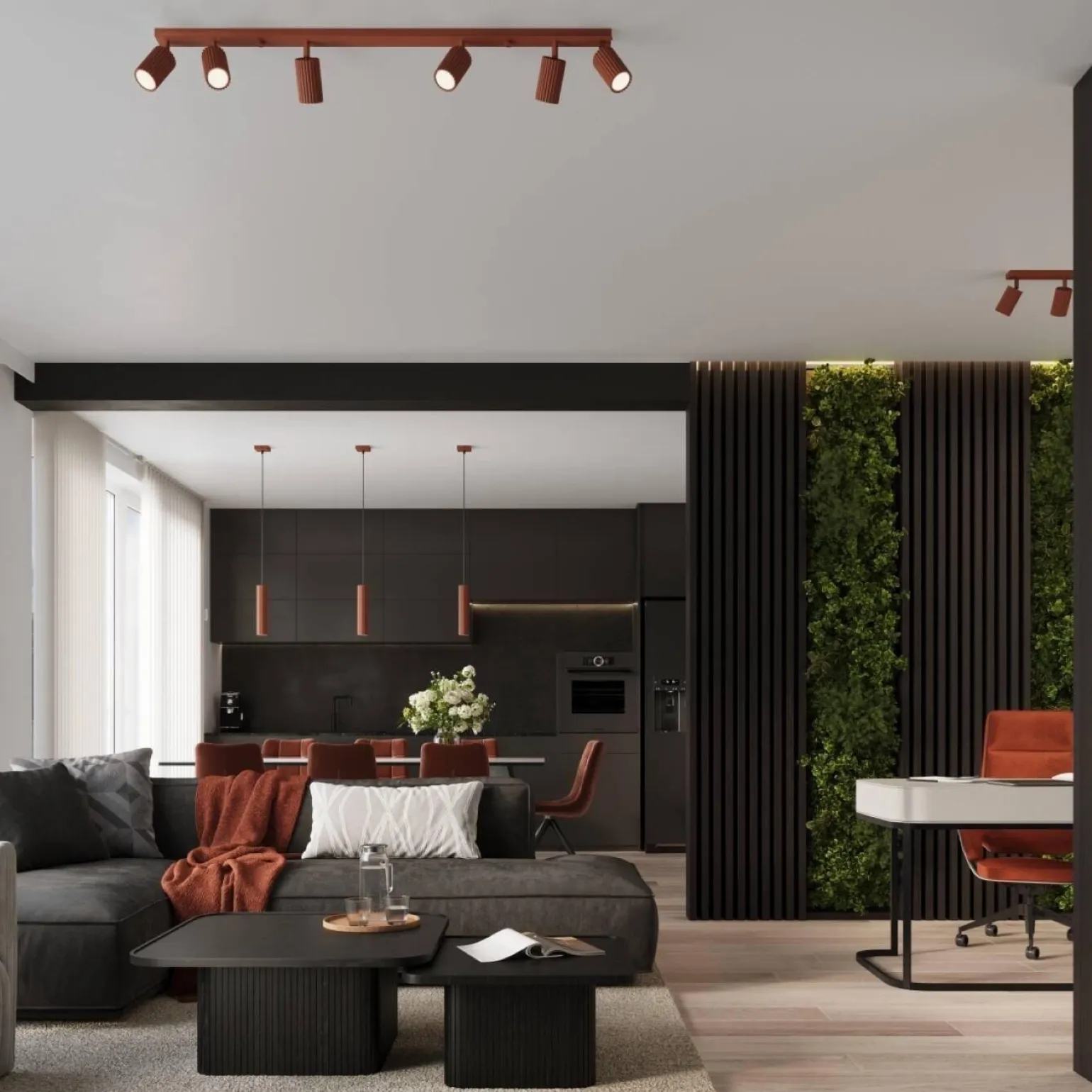 Plafon KARBON 4L ochra czerwona (SL.1641) - Sollux Lighting