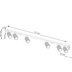 Plafon KARBON 6L ochra czerwona (SL.1642) - Sollux Lighting