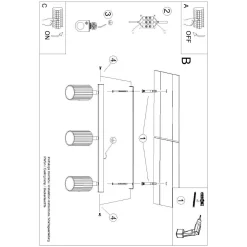 Plafon KARBON 3L zielony oliwkowy (SL.1619) - Sollux Lighting