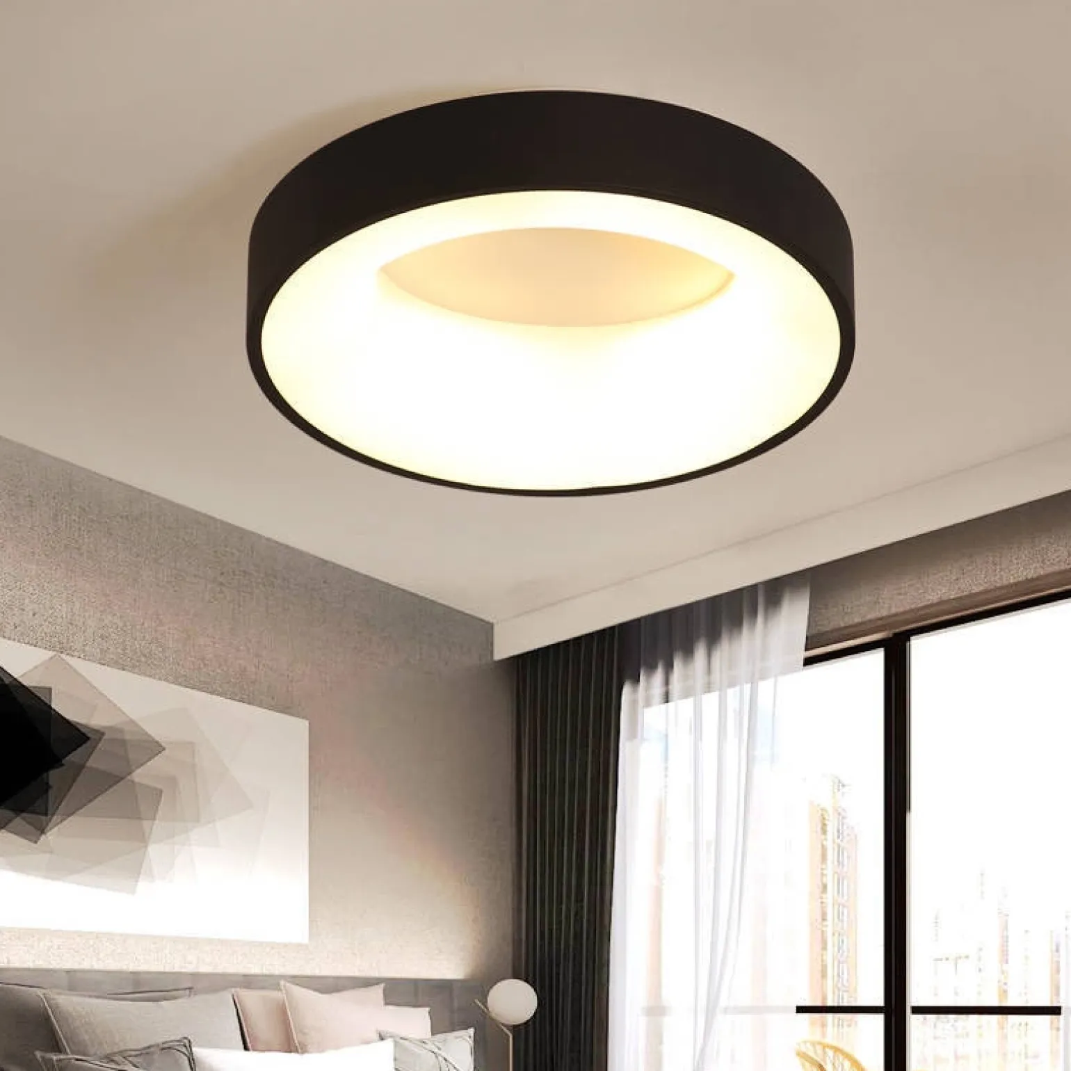 Plafon LED okrągły czarny 450*110mm 20W - trzy barwy, ściemnialny - Pilot (ABIGALI-MD1151-45-CY)