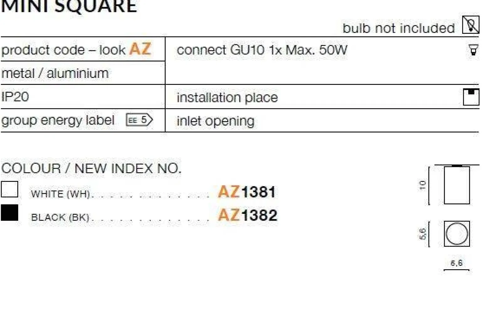 Plafon MINI SQUARE black (AZ1382 | GM4209-BK) - AZZARDO