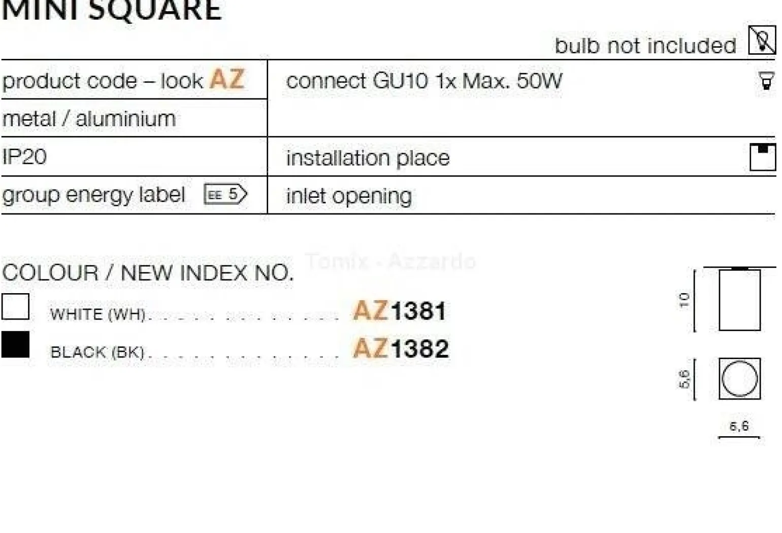 Plafon MINI SQUARE white (AZ1381 | GM4209-WH) - AZZARDO