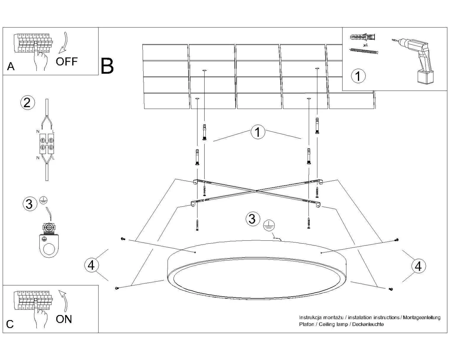Plafon ONYX 60 czarny LED 3000K (SL.1248) - Sollux Lighting