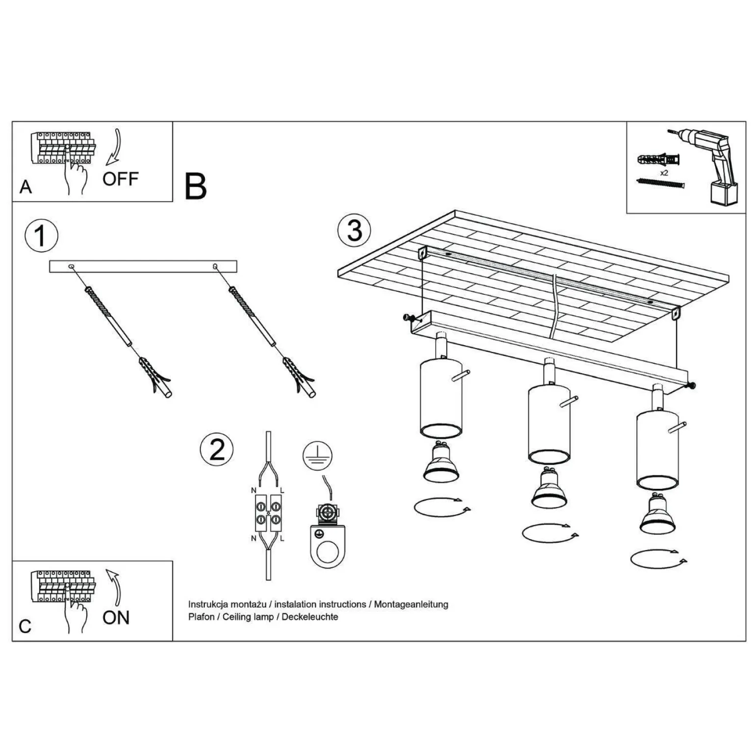 Plafon RING 3L zielony oliwkowy (SL.1502) - Sollux Lighting