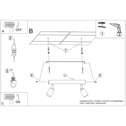 Plafon WINX 2 czarny/złoty (SL.1383) - Sollux Lighting