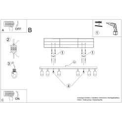 Plafon WINX 6L czarny/złoty (SL.1388) - Sollux Lighting