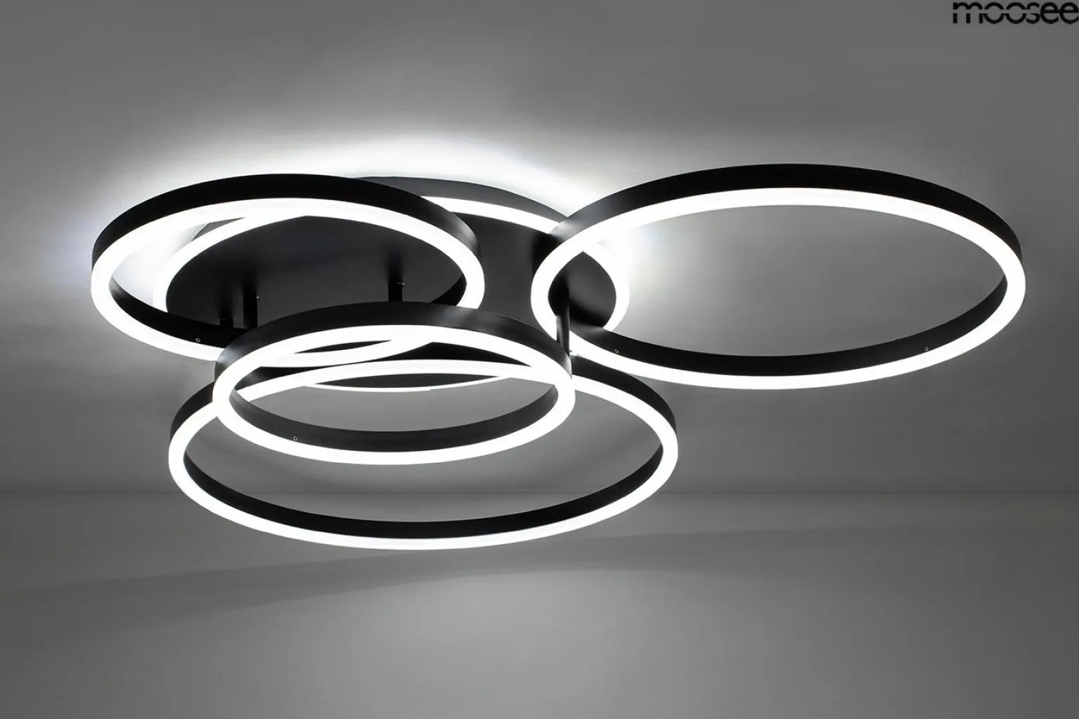 Plafon z pilotem i timerem RINGS 5 czarna (MSE1501100505) - Moosee