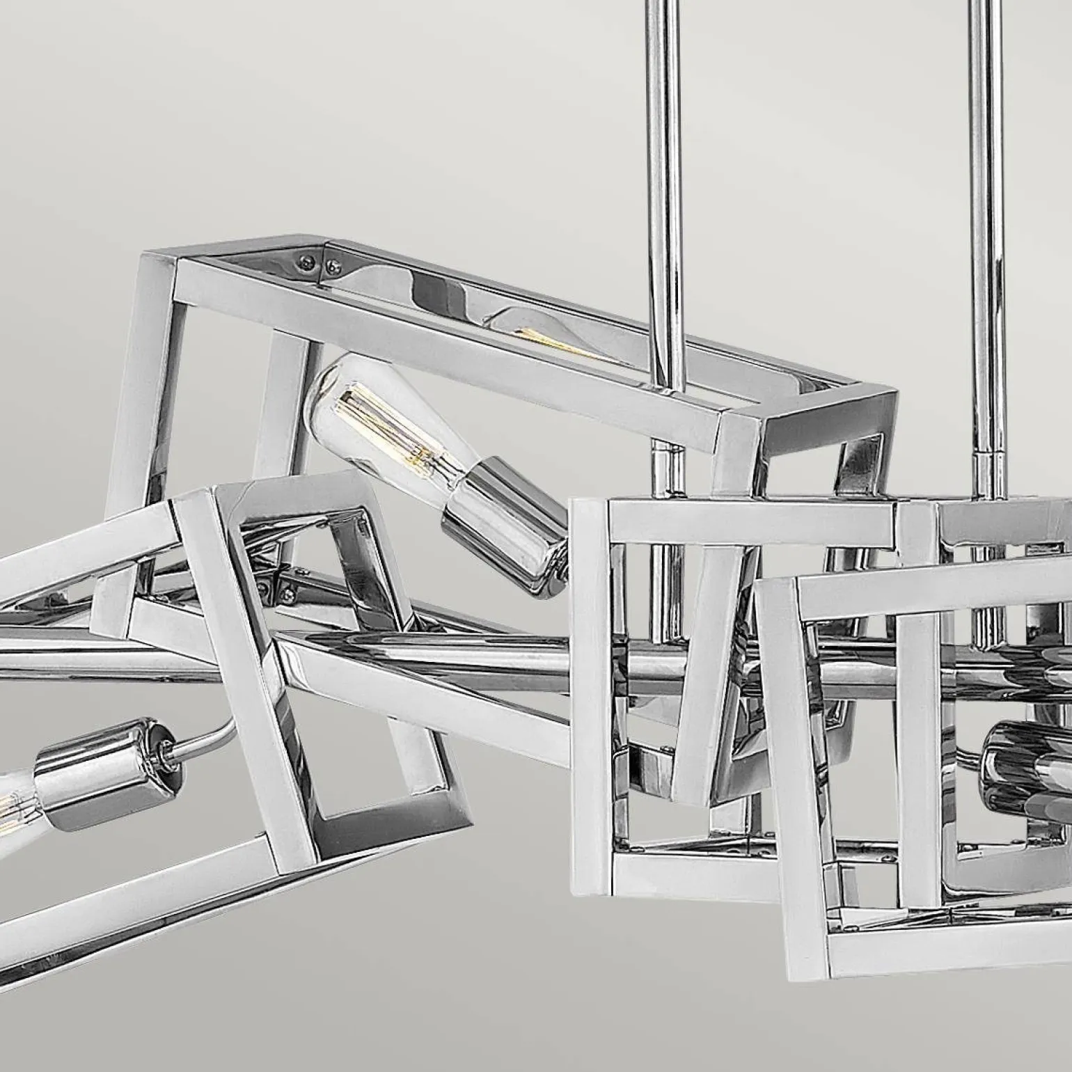 Podłużna lampa wisząca Ensemble - 6 źródeł światła - Polerowany nikiel (QN-ENSEMBLE6-PN) - Quintiesse
