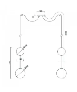 Podwójna lampa wisząca pająk OIO A2 czarna z mosiądzem (OIA232P0) - Ummo