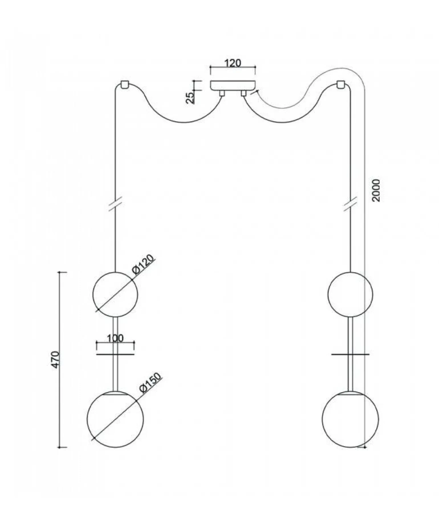 Podwójna lampa wisząca pająk OIO A2 czarna z mosiądzem (OIA232P0) - Ummo