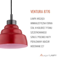 Pojedyncza lampa wisząca VENTURA (8776) - Argon