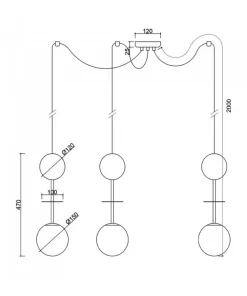 Potrójna lampa sufitowa pająk OIO A3 czarna z mosiądzem (OIA332P0) - Ummo