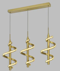 prosta z dekoracyjnymi kryształami i trzystopniowym ściemniaczem typu "klik" CLARET Spiralna lampa wisząca potrójna (7209-0315) - Aviano Lighting