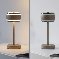 Przenośna, ładowana lampa na stół PURE FALLING RINGS BRĄZOWA/CHROM (4503-97) - Paul Neuhaus