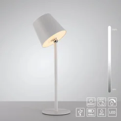 Przenośna, ładowana lampa stołowa BOTERIA BIAŁY (19251-16) - Paul Neuhaus