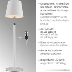 Przenośna, ładowana lampa stołowa BOTERIA BIAŁY (19251-16) - Paul Neuhaus