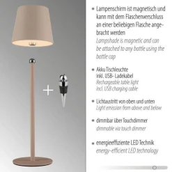 Przenośna, ładowana lampa stołowa BOTERIA PIASKOWY (19251-39) - Paul Neuhaus