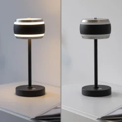 Przenośna, ładowana lampa stołowa PURE FALLING RINGS CZARNA (4503-18) - Paul Neuhaus