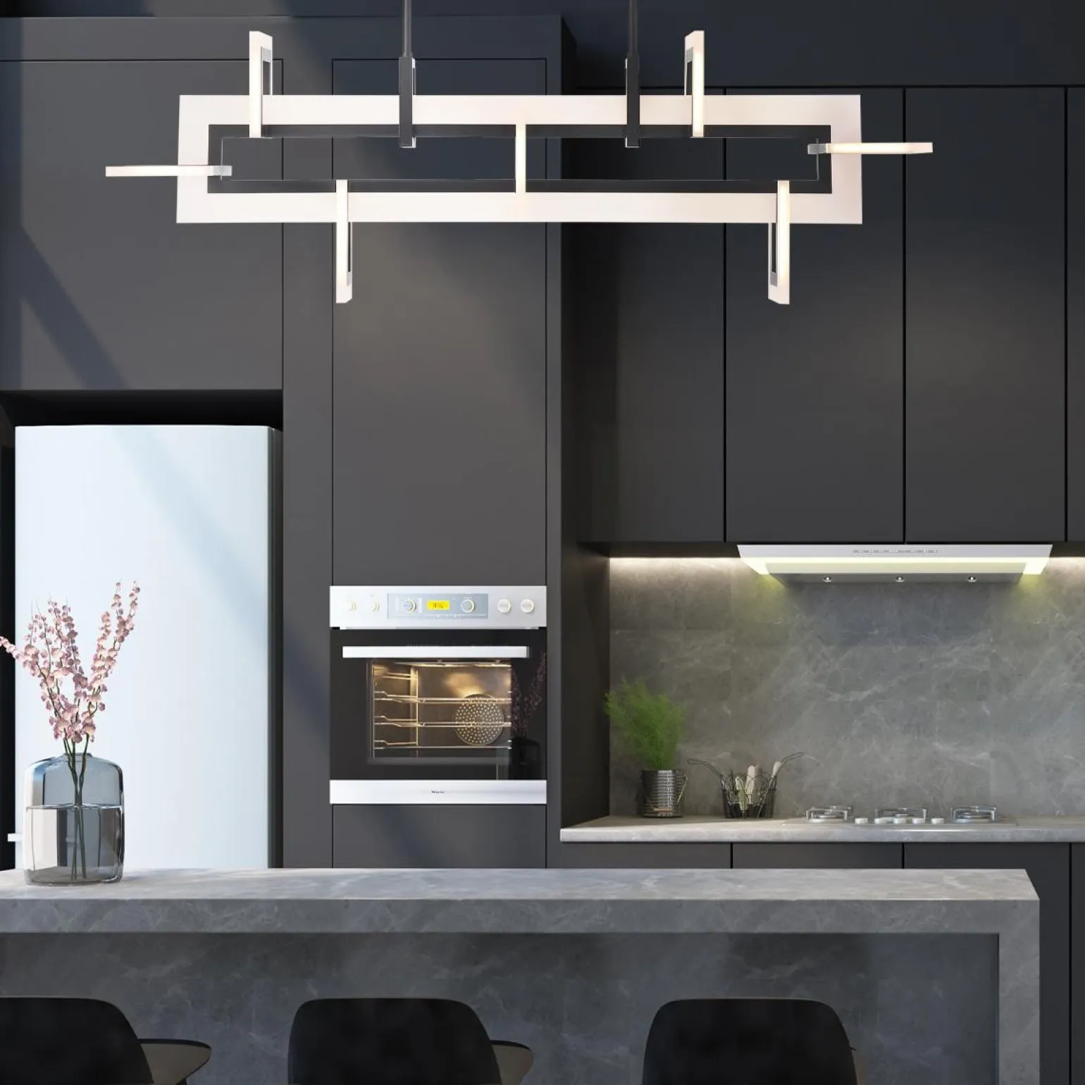 Średnia lampa wyspowa Inizio - Matowa czerń (QN-INIZIO-LP-M-BK) - Quintiesse