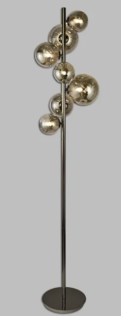 SEVILLA Lampa podłogowa z siedmioma kulistymi kloszami w kolorze czarnego chromu (3214-1010) - Aviano Lighting