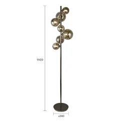 SEVILLA Lampa podłogowa z siedmioma kulistymi kloszami w kolorze czarnego chromu (3214-1010) - Aviano Lighting