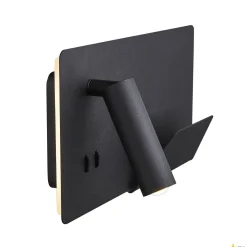 SOMNILA SPOT, lampa ścienna natynkowa LED indoor, 3000K, kolor czarny, wersja prawa, ze złączem USB (1003456) - SLV