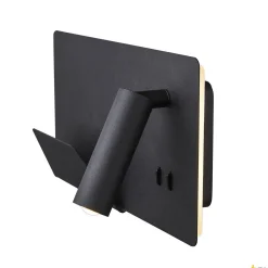 SOMNILA SPOT, lampa ścienna natynkowa LED indoor, 3000K, kolor czarny, wersja lewa, ze złączem USB (1003455) - SLV